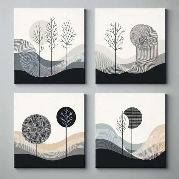 Vibrant Flowers Set of 4-1 - Framed Canvas