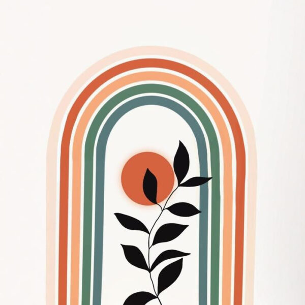 Rainbow Leaf Boho 1 - With Frame ( No Glass)