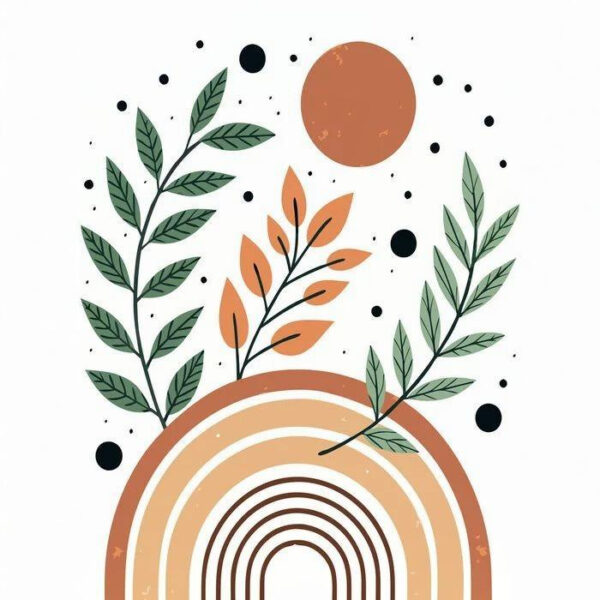 Rainbow Leaf Boho 2 - With Frame ( No Glass)