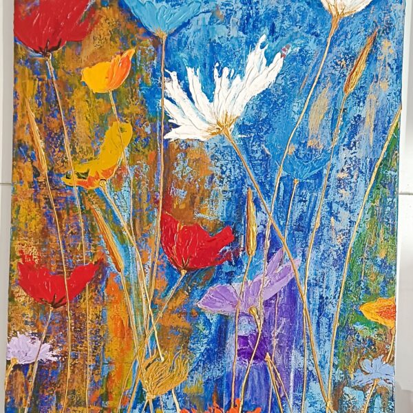 Abstract Flowers Sculpture Oil Painting_24x20 Inch Canvas Frame